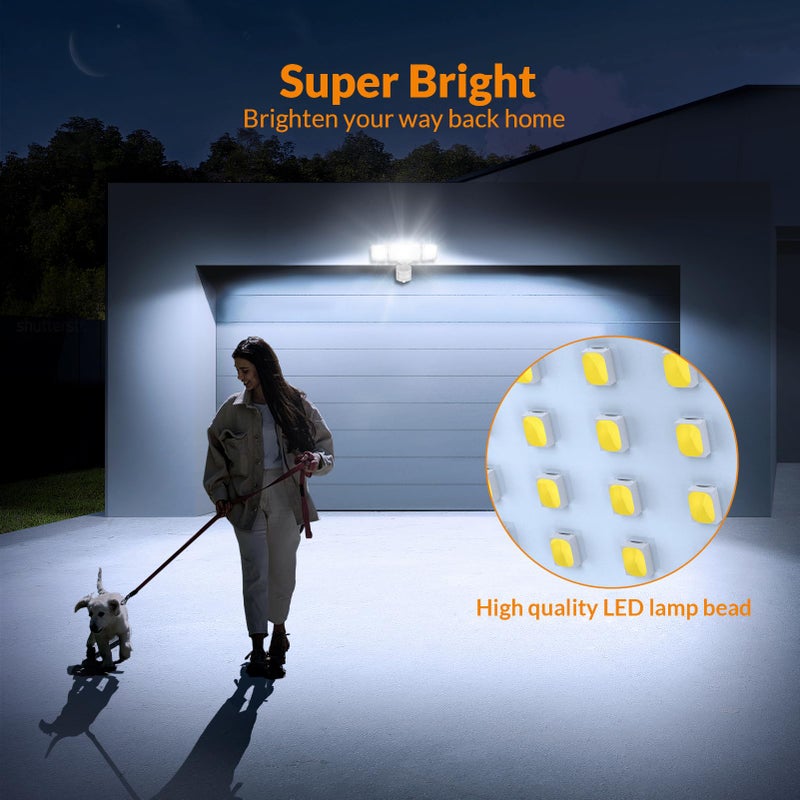 LEPOWER 1600LM LED Solar Security Lights Motion Outdoor, Motion Sensor Light, 5500K White Light, IP65 Waterproof Outdoor Flood Solar Light with 3 Adjustable Head for Yard, Garageï¼ˆWhiteï¼‰ - Image 3